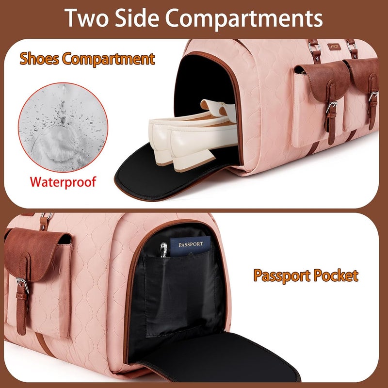ITIEZY Garment Duffel Bag for Travel - Convertible Carry on Garment Duffel Travel Bag for Women Men Large Weekender Bag with Shoes Pouch 2 in 1 Hanging Suit Travel Duffel Bag 3pcs Set - Image 4